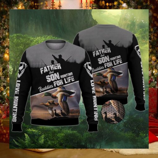 Love Hunting Father And Son Spotbilled Duck Ugly Christmas Sweater