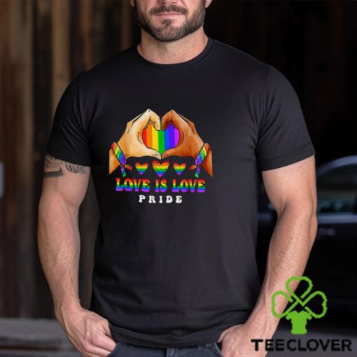 Love Is Love Heart Lesbian Rainbow LGBT Gay Ally Pride Month T Shirt