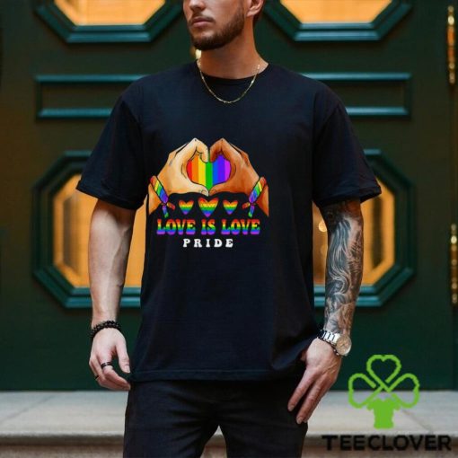 Love Is Love Heart Lesbian Rainbow LGBT Gay Ally Pride Month T Shirt