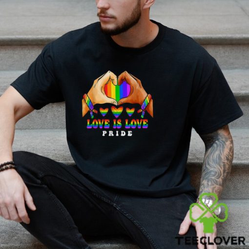 Love Is Love Heart Lesbian Rainbow LGBT Gay Ally Pride Month T Shirt