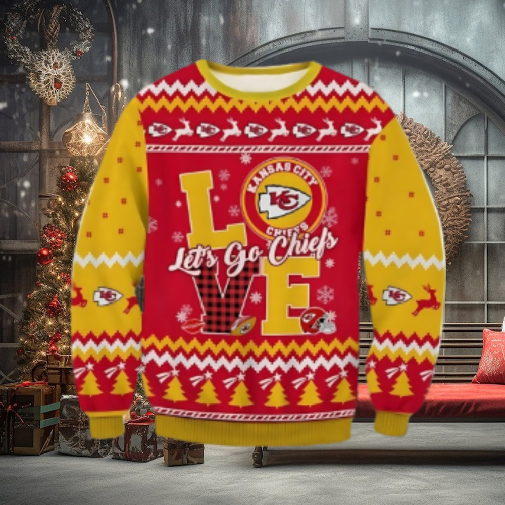 Love Let’s Go Chiefs Ugly Christmas Sweater Love Let’s Go Chiefs Ugly Christmas Sweater