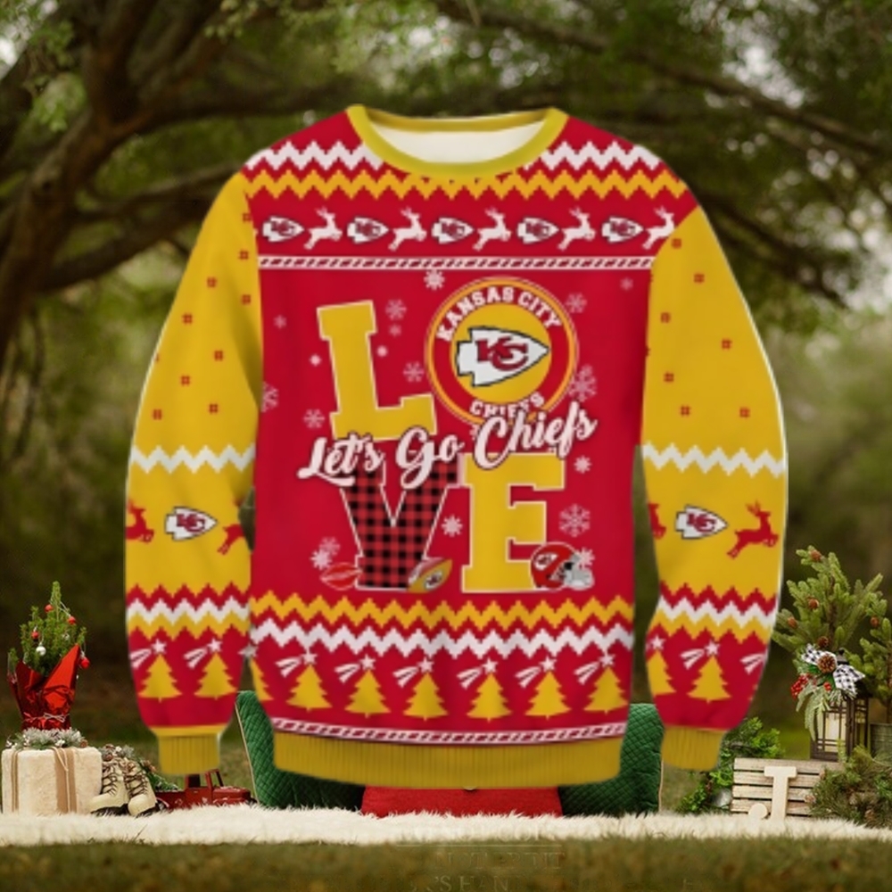 Love Let’s Go Chiefs Ugly Christmas Sweater Love Let’s Go Chiefs Ugly Christmas Sweater