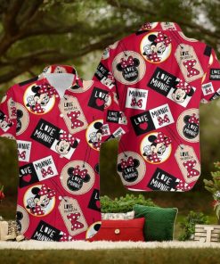 Love Minnie Disney Mickey Mouse Red Button Down Soft Hawaiian Shirts