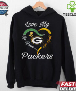 Love My Green Bay Packers Go Green Go Gold Shirt with a vibrant design celebrating the Packers, incorporating the team’s iconic colors and a message of pride, perfect for fans showing their love for Green Bay.