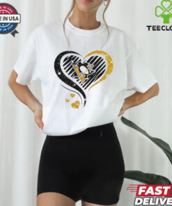 Love Pittsburgh Penguins shirt diamond heart for women