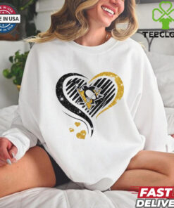 Love Pittsburgh Penguins shirt diamond heart for women