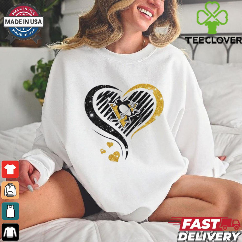Love Pittsburgh Penguins shirt diamond heart for women Love Pittsburgh Penguins shirt diamond heart for women