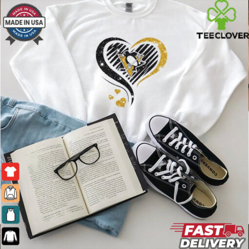 Love Pittsburgh Penguins shirt diamond heart for women