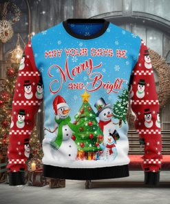 Love Snowman Merry And Bright Ugly Christmas Sweater