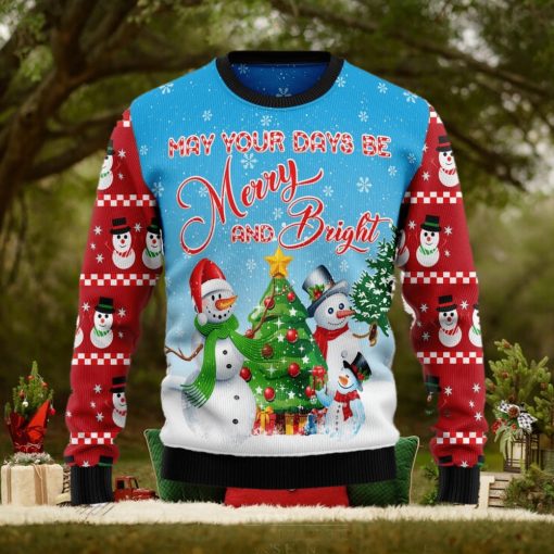 Love Snowman Merry And Bright Ugly Christmas Sweater