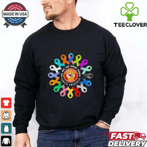 Love hope cure courage strength Cancer Awareness Kansas City Chiefs shirt