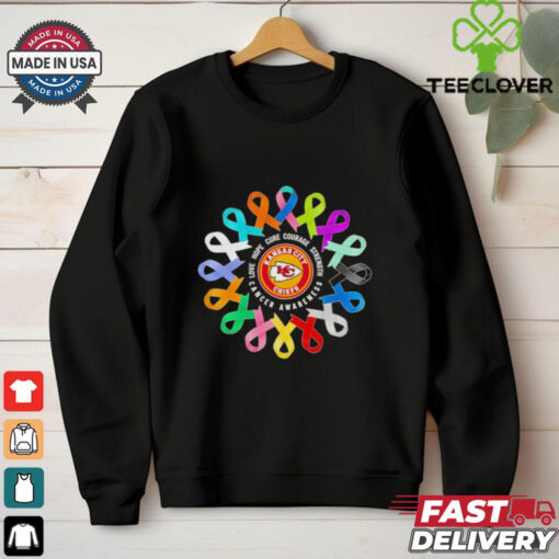 Love hope cure courage strength Cancer Awareness Kansas City Chiefs shirt