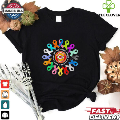 Love hope cure courage strength Cancer Awareness Kansas City Chiefs shirt