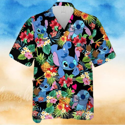 Lovely Stitch Disney Cartoon Graphics Pineapple All Over Print Hawaiian Shirt