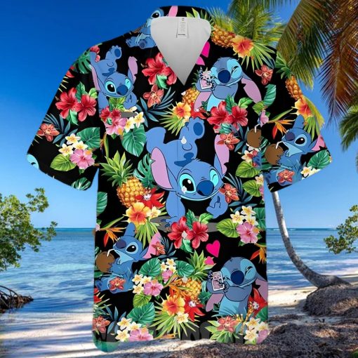 Lovely Stitch Disney Cartoon Graphics Pineapple All Over Print Hawaiian Shirt