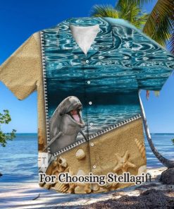 Lovely Zipper Ocean With Dolphin Hawaiian Shirt For Men and Women