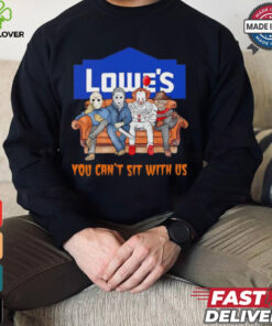 Lowe’s you can’t sit with us Voorhees Myers Pennywise and Krueger Halloween shirt 3 Lowe’s you can’t sit with us Voorhees Myers Pennywise and Krueger Halloween shirt