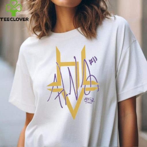 Lsu Wbb 2024 Hailey Van Lith  Woven Logo White Tee shirt