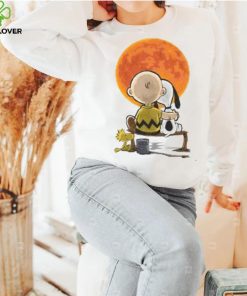 Peanuts Snoopy Charlie Brown Woodstock Under Full Moon Charlie Brown Halloween Shirt