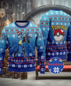 Lucario Lucario Anime Lucario Xmas Pocket Monster Gift Ugly Christmas Sweater For Men And Women