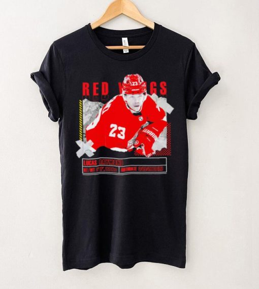 Lucas Raymond number 23 Detroit Red Wings ice hockey player pose paper gift hoodie, sweater, longsleeve, shirt v-neck, t-shirt