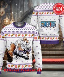 Luffy Gear 5 Nike White One Piece Anime Ugly Christmas Sweater