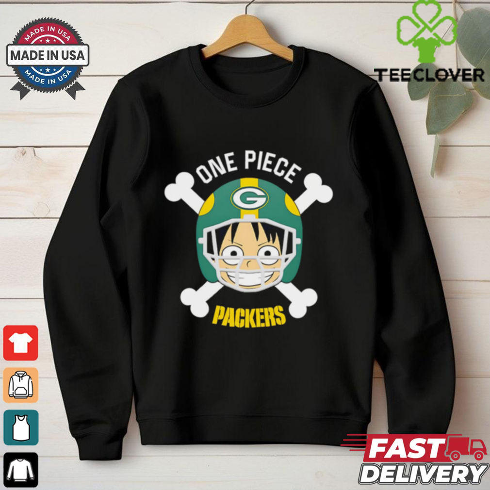 Luffy One Piece x Green Bay Packers cartoon bighead shirt Luffy One Piece x Green Bay Packers cartoon bighead shirt