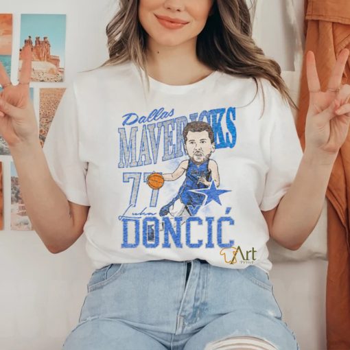 Luka Doncic Dallas Mavericks White Caricature Short Sleeve Fashion Player T Shirt