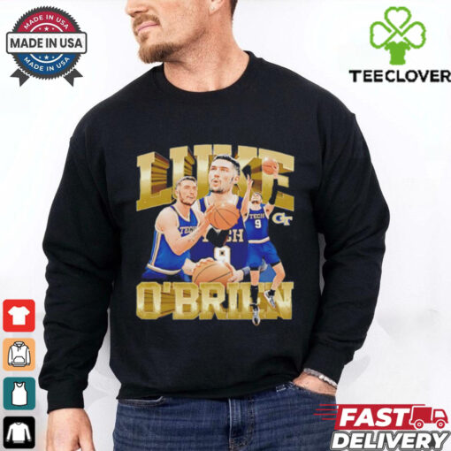 Luke O’Brien Georgia Tech Yellow Jackets NCAA Men’s Basketball player collage shirt