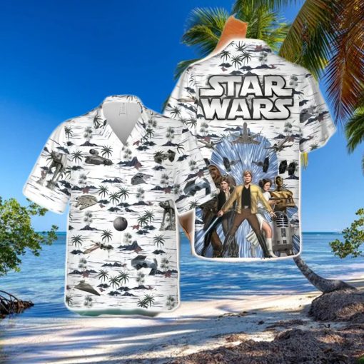 Luke Skywalker Princess Leia Han Solo Chewbacca R2 D2 C 3PO Star Wars All Over Print Hawaiian Shirt