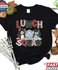 Lunch Squad Christmas Penguin Snowman Lunch Ladies Xmas Penguin T Shirt