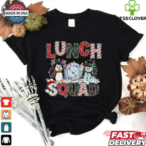 Lunch Squad Christmas Penguin Snowman Lunch Ladies Xmas Penguin T Shirt