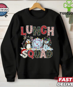 Lunch Squad Christmas Penguin Snowman Lunch Ladies Xmas Penguin T Shirt