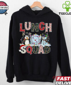 Lunch Squad Christmas Penguin Snowman Lunch Ladies Xmas Penguin T Shirt