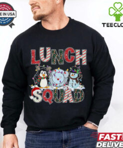 Lunch Squad Christmas Penguin Snowman Lunch Ladies Xmas Penguin T Shirt