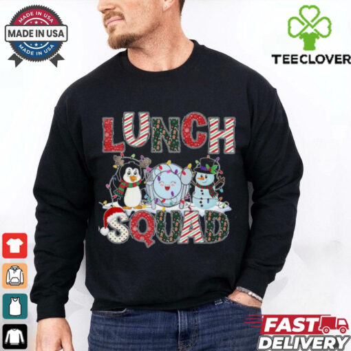 Lunch Squad Christmas Penguin Snowman Lunch Ladies Xmas Penguin T Shirt