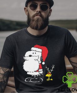 Holiday Snoopy Woodstock Antlers Santa Short Sleeve T Shirt, Peanuts Snoopy Santa Claus Woodstock Chritmas Tee