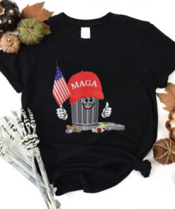 MAGA Garbage Can with American Flag Tee