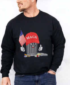 MAGA Garbage Can with American Flag Tee