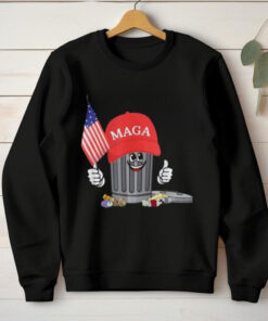 MAGA Garbage Can with American Flag Tee