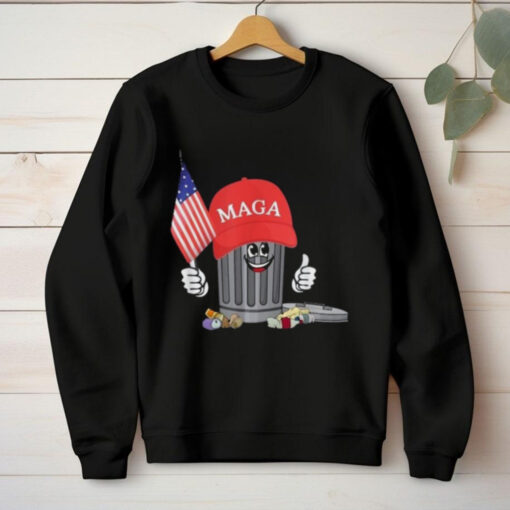 MAGA Garbage Can with American Flag Tee