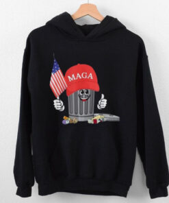 MAGA Garbage Can with American Flag Tee