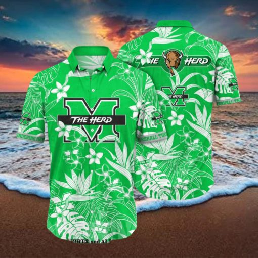 MARSHALL THUNDERING HERD NCAA FLORAL FULL PRINTING 3D HAWAIIAN SHIRT