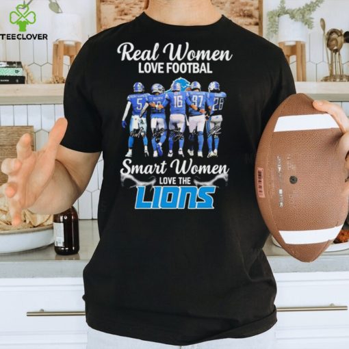 Real Women Love Football Smart Women Love The Detroit Lions 2023 2024 Playoffs Signatures Shirt