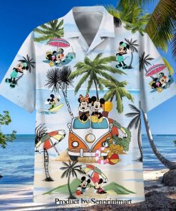 Mickey And Minnie Summer Car Trip Full Printing Hawaiian Shirt