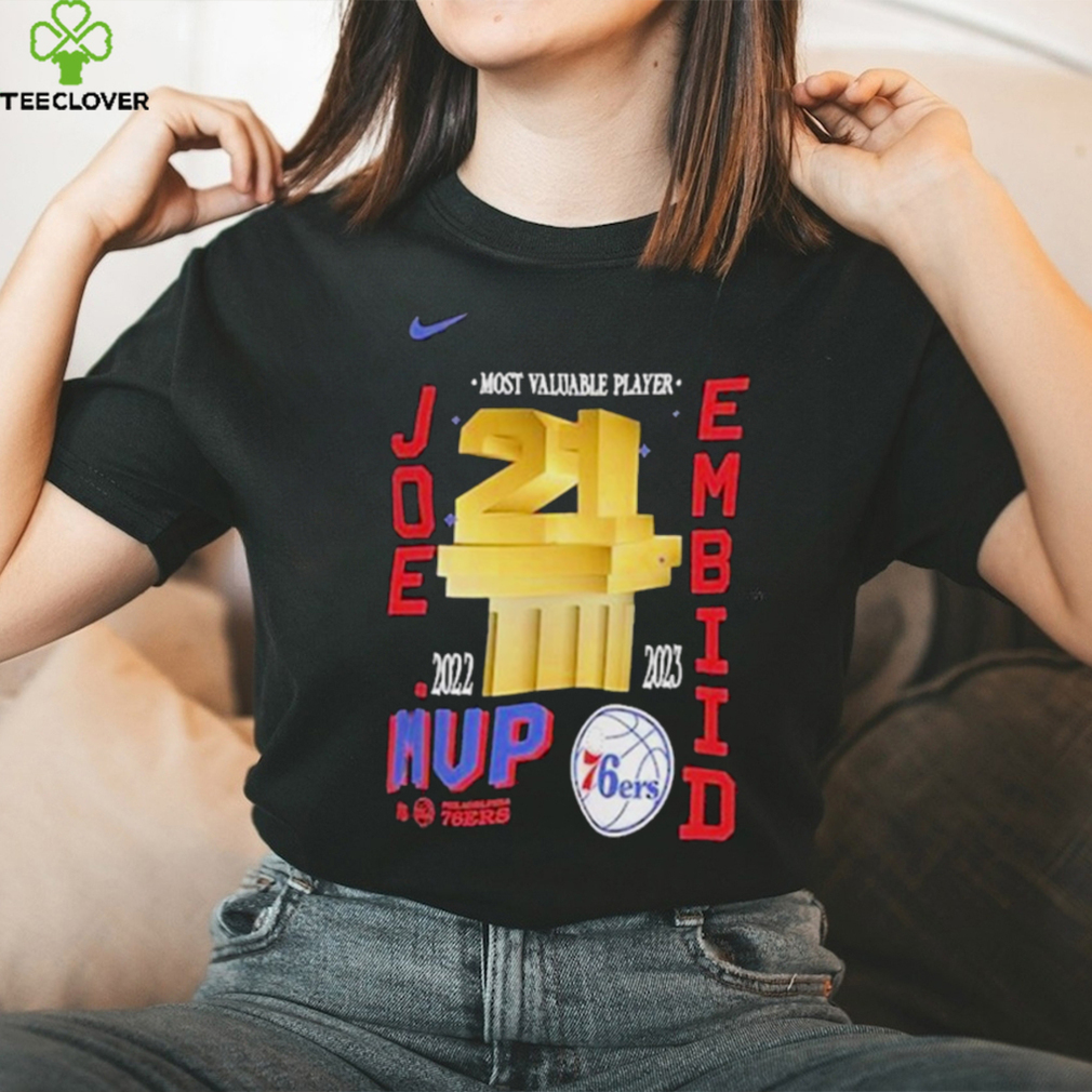MEN’S NIKE JOEL EMBIID BLACK PHILADELPHIA 76ERS 2023 NBA MVP T SHIRT MEN’S NIKE JOEL EMBIID BLACK PHILADELPHIA 76ERS 2023 NBA MVP T SHIRT