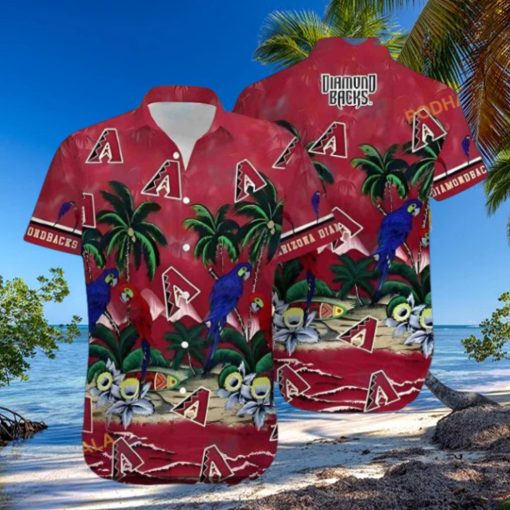 MLB Arizona Diamondbacks Hawaiian Shirt, Parrot & Palm Tree Design