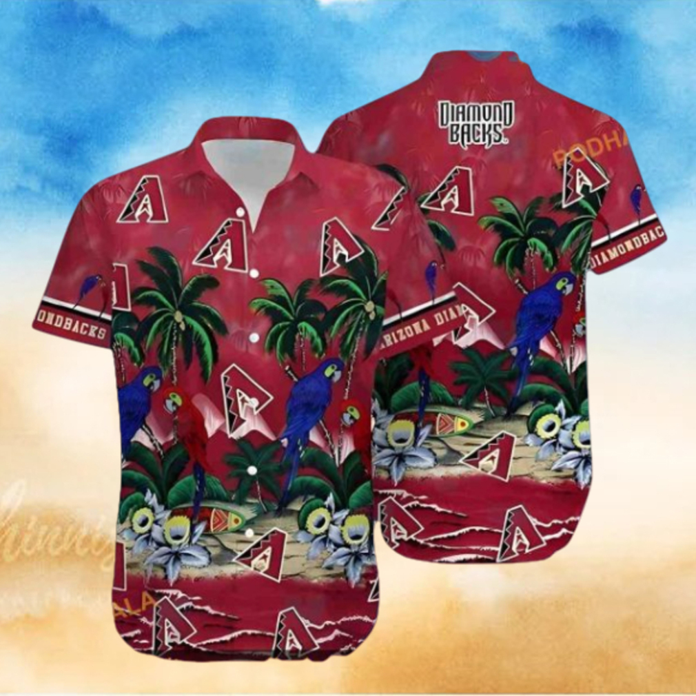 MLB Arizona Diamondbacks Hawaiian Shirt, Parrot & Palm Tree Design MLB Arizona Diamondbacks Hawaiian Shirt, Parrot & Palm Tree Design
