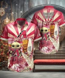 MLB Arizona Diamondbacks Red Gold Baby Yoda New Design Hawaiian Shirt