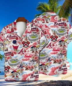 MLB Atlanta Braves Hawaiian Shirt Baseball Pattern, White Background Design